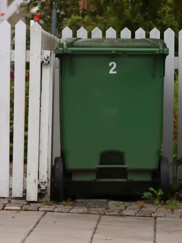 Even a simple fence helps a little to hide your trash can